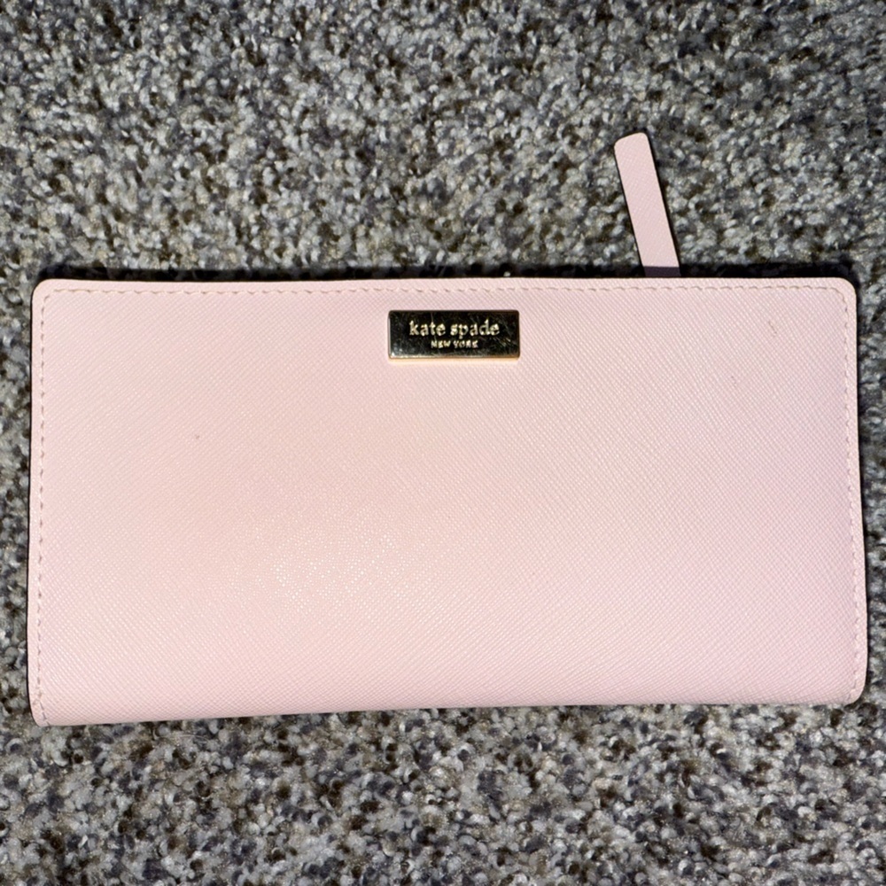 Kate spade light pink slim snap card holder wallet
